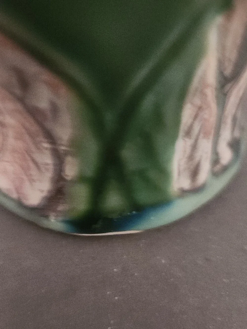 Green Ceramic Vase with Floral Relief